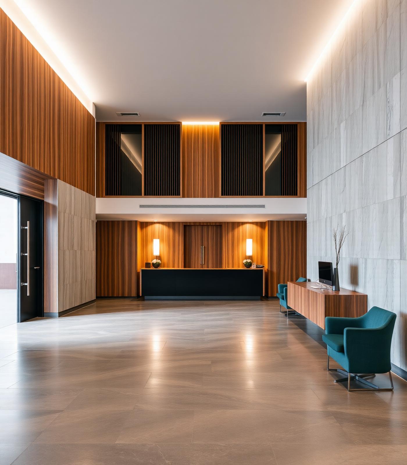 Completed corporate reception interior